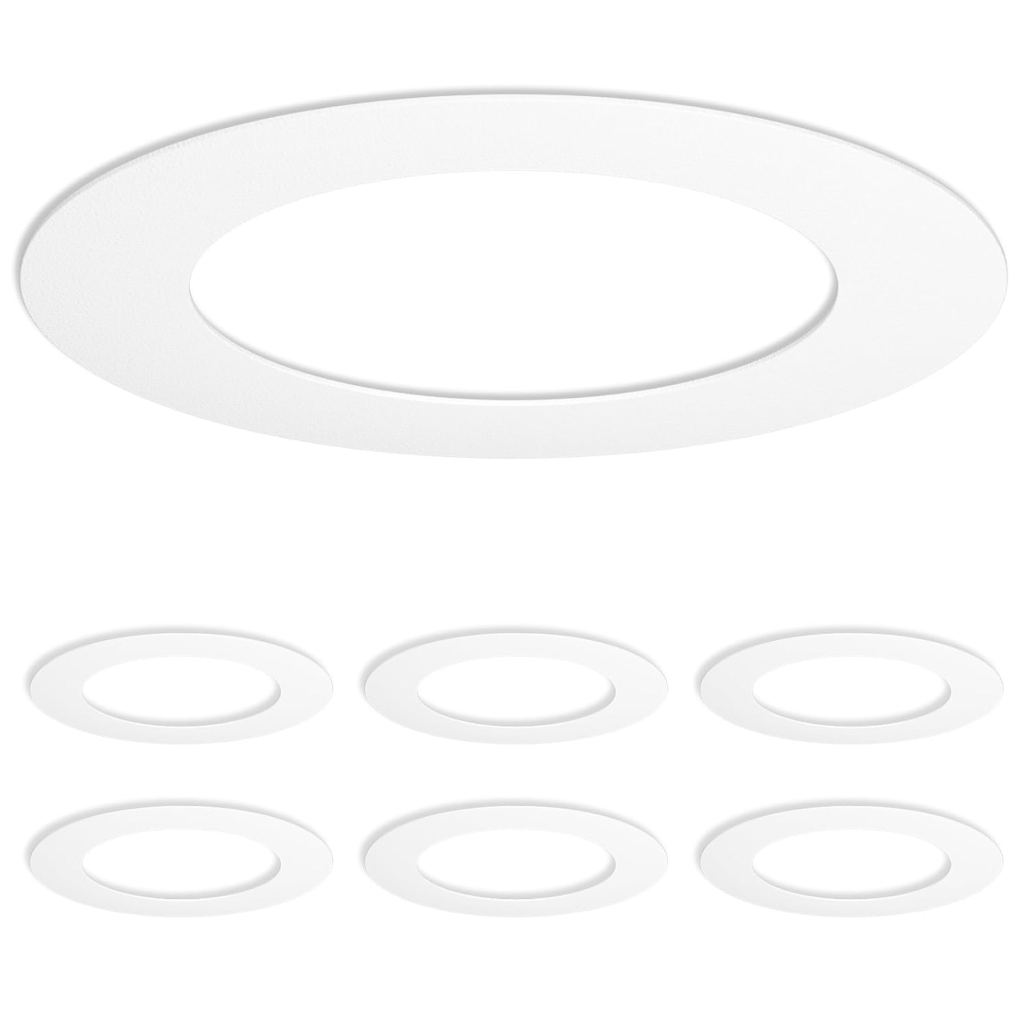 6 Pack Gloss White Goof Trim Ring for 6" Inch Recessed Lighting Trim Can Light Trim for Down Light, Outer Diameter 8 Inches