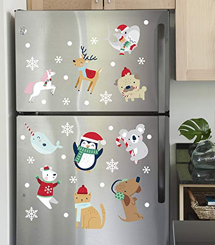 Paper Riot Co. Snow Animals Cute Characters Christmas Holiday Wall Stickers Removable Adhesive for Classroom Kids Room Nursery Bedroom Home Decor 66 Count Decals