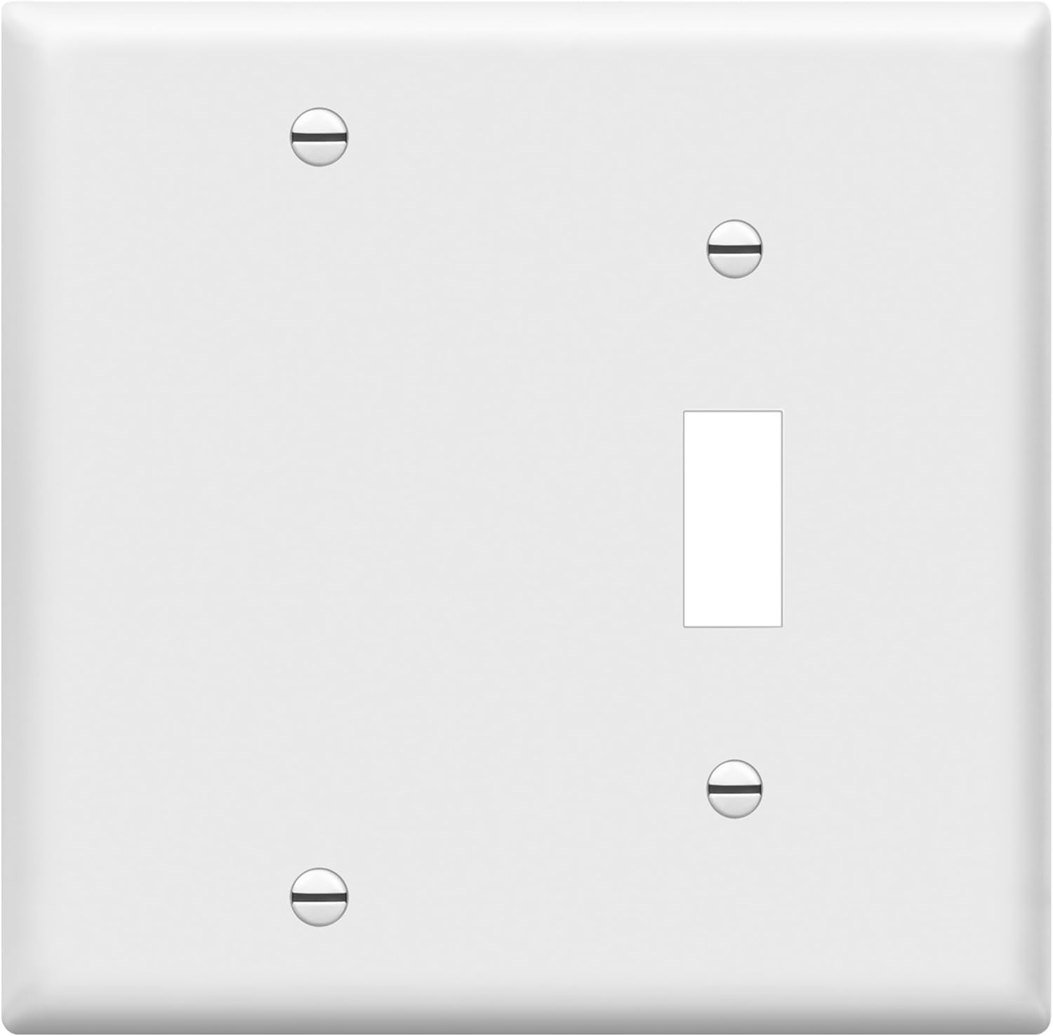 ENERLITES Combination Toggle Switch / Blank Device Wall Plate, Standard Size, 2-Gang, Light Switch Cover, Polycarbonate Thermoplastic, UL Listed, White