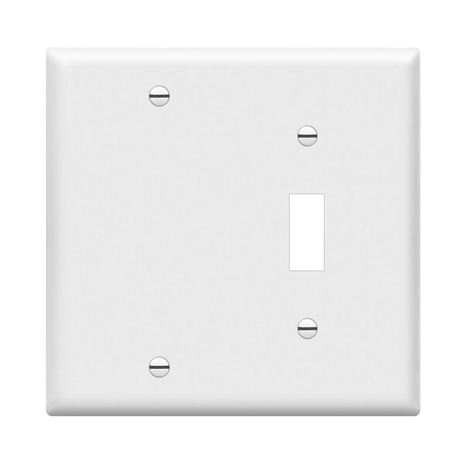 ENERLITES Combination Toggle Switch / Blank Device Wall Plate, Standard Size, 2-Gang, Light Switch Cover, Polycarbonate Thermoplastic, UL Listed, White