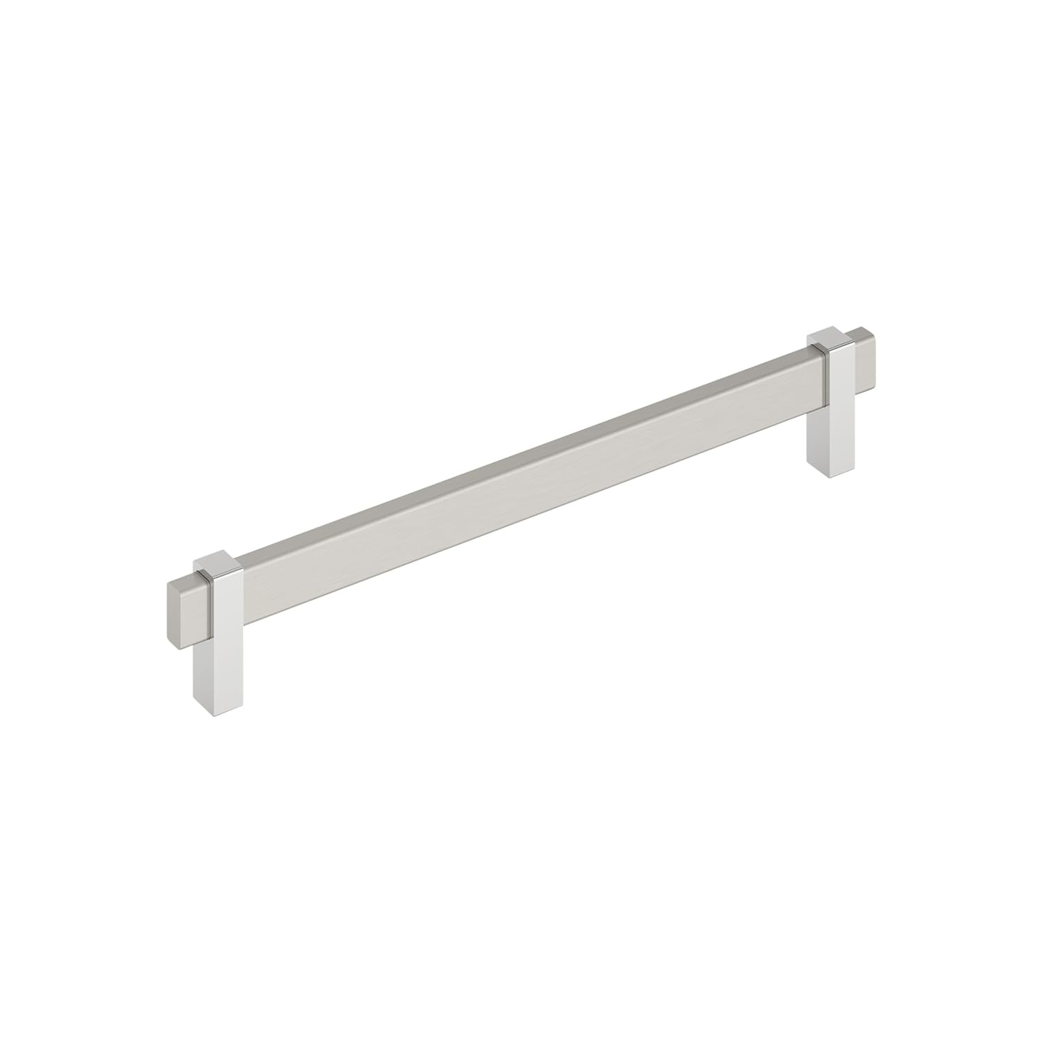 Amerock Mulino 8-13/16 inch (224mm) Center-to-Center Satin Nickel/Polished Chrome Cabinet Pull