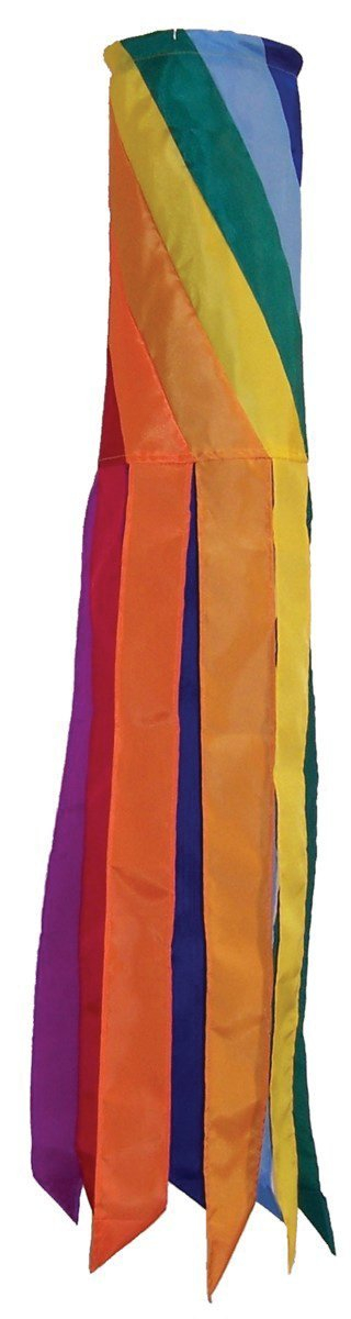 In the Breeze 4152 — Rainbow Diagonal Windsock, 40-Inch — Colorful Hanging Decoration for Yards and Gardens