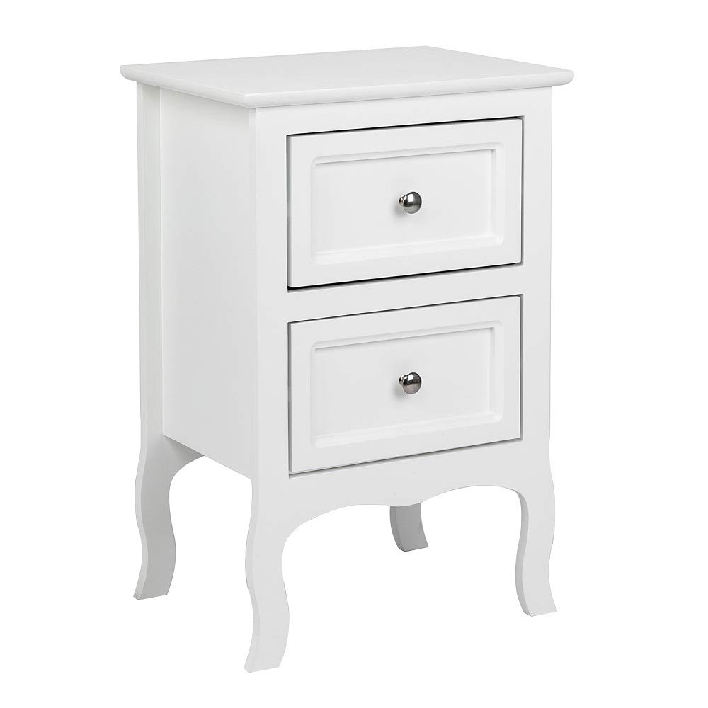 Bonnlo White Nightstand with 2 Drawers, Night Stands for Bedrooms, Small Bed Side Table/White Night Stand with Drawers for Small Spaces, College Dorm, Kids’ Room, Living Room, French, 16W x 12D x 24H