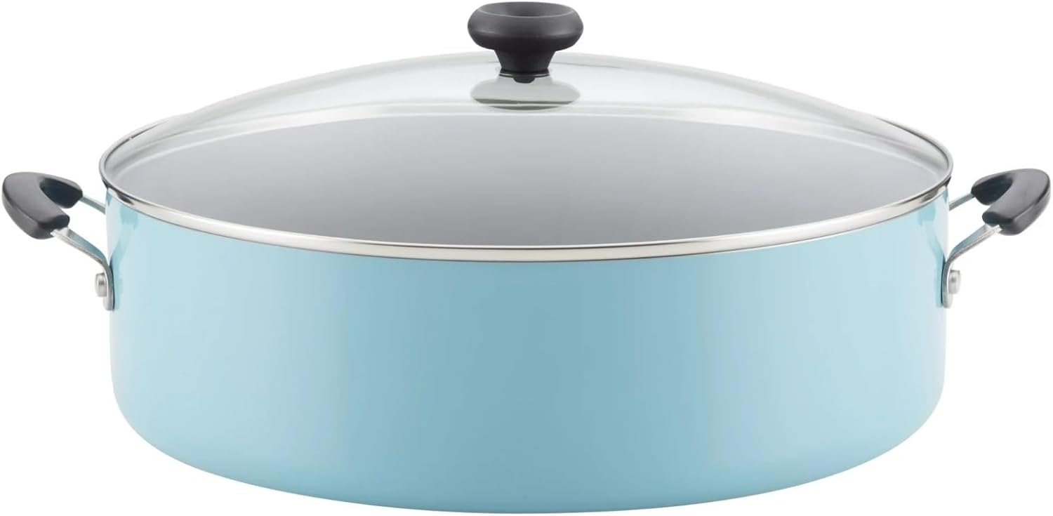 Farberware Sartén Familiar Antiadherente Easy Clean de 14", Cocina Jumbo con Tapa, Aguamarina