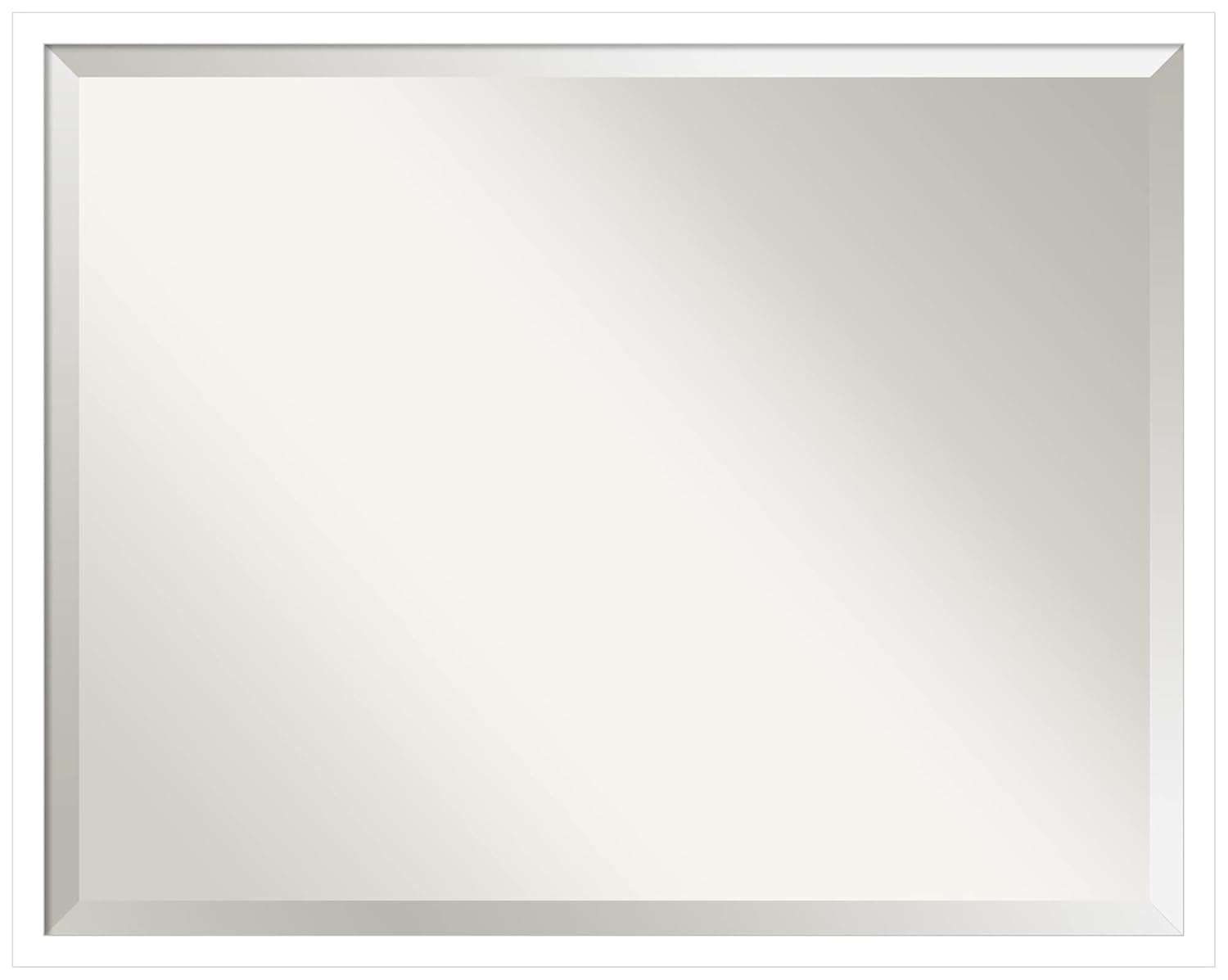 Amanti Art Beveled Wood Bathroom Wall Mirror - Svelte Frame Svelte White Outer Size: 29 x 23 in White