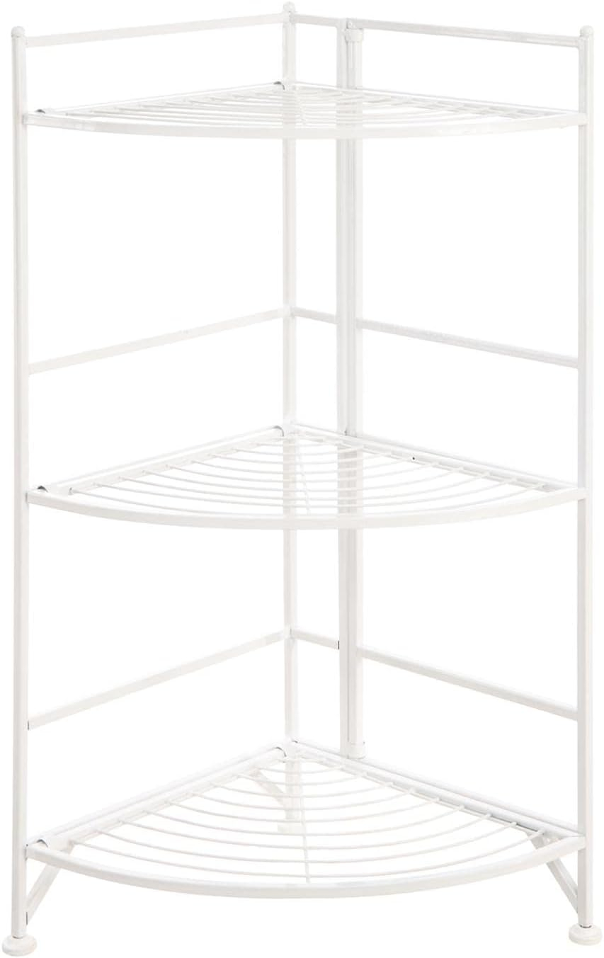 Convenience Concepts Designs2Go Corner Plant Stand in White Metal Frame Finish