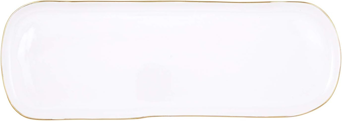 Santa Barbara Design Studio Table Sugar Ceramic Serving Platter, 5" x 14", White/Gold
