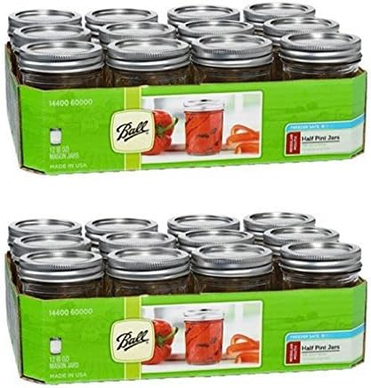 Ball Mason Glass Regular Mouth Half Pint 8 oz Jars with Lids and Bands, 12 Jars