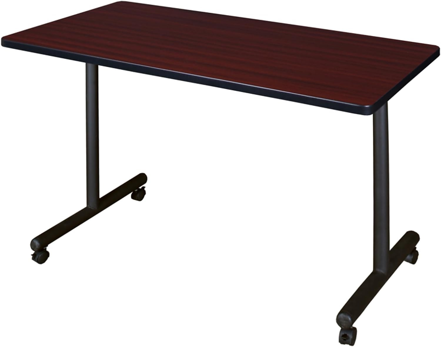 HomeStock Timeless Trends 42" x 24"Training Table- Mahogany, Adjustable and Foldable Office Table with Wheels for Meeting Rooms and Classrooms