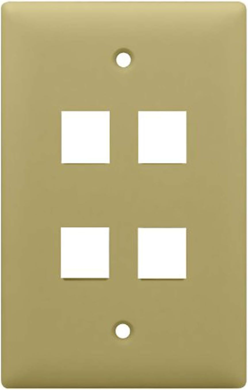 White Single Gang 4-Port Keystone Wall Plate