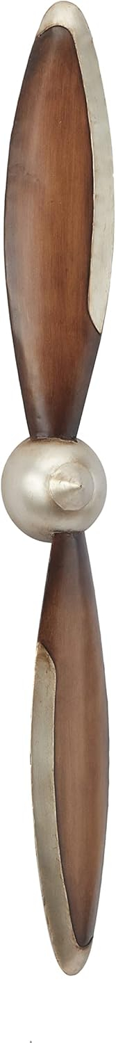DecMode Brown Metal 2 Blade Airplane Propeller Wall Decor with Aviation Detailing