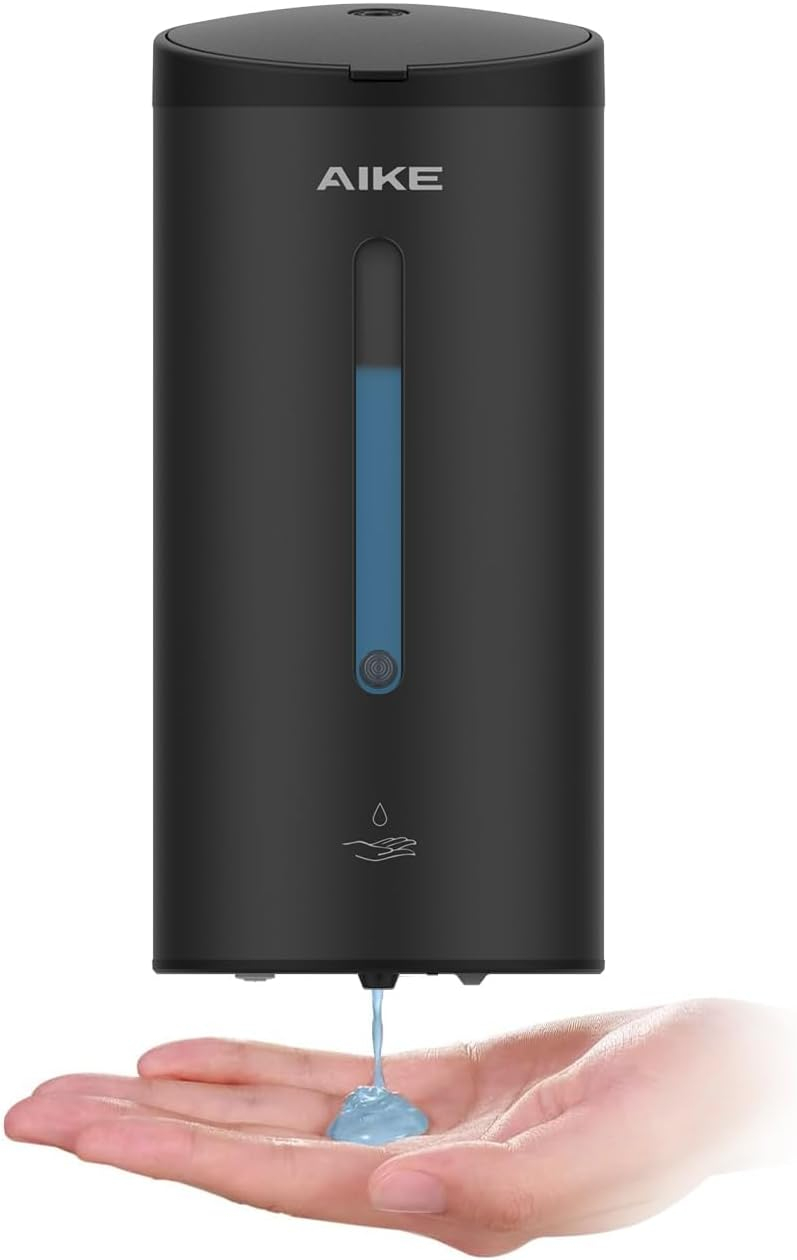AIKE Automatic Wall Mount Liquid Soap Dispenser, Commercial Stainless Steel with 25oz Large Capacity Save Time Effort and Cost,Model AK1205(Matte Black)
