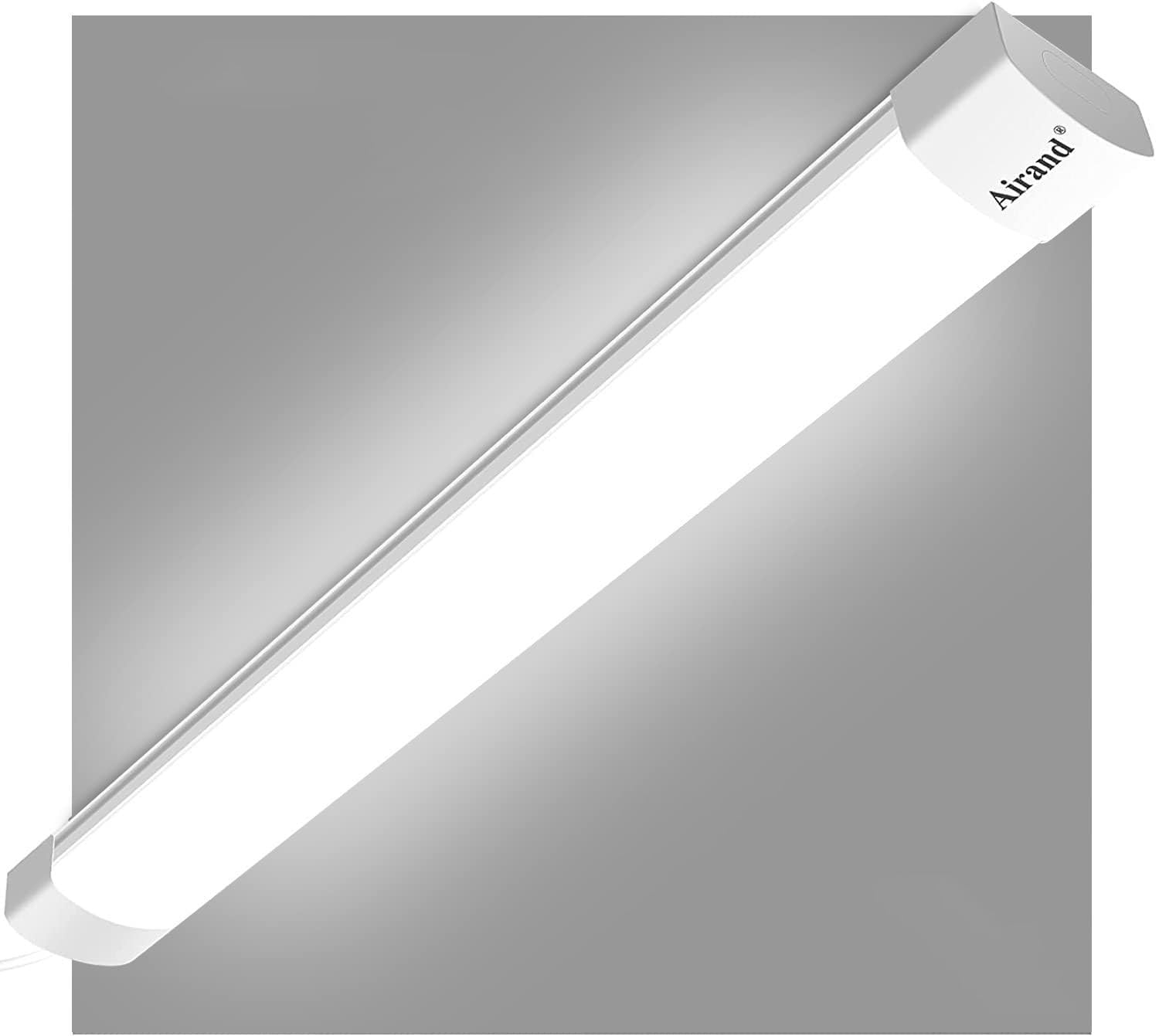 Airand LED Shop Lights for Garage 4FT with Plug, Utility Linkable LED Tube Light 5000K Under Cabinet Lighting,3600 LM LED Ceiling and Closet Light 36W, Corded Electric with ON/Off Switch