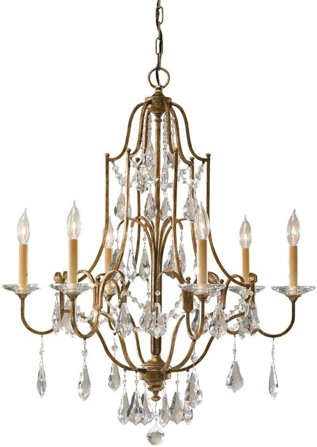 Feiss F2478/6OBZ Valentina Crystal Candle Chandelier Lighting, Bronze, 6-Light (29"Dia x 33"H) 360watts