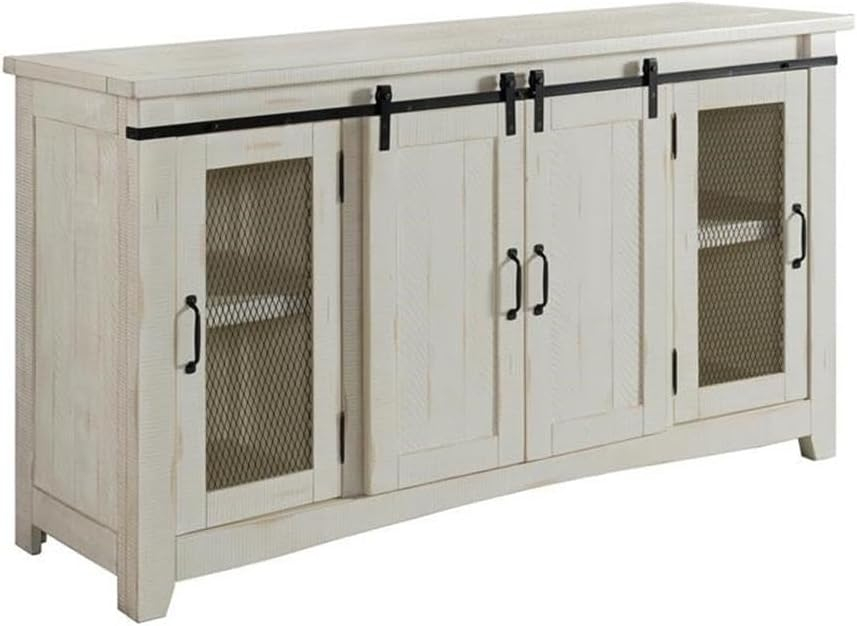 Martin Svensson Home Hampton Solid Wood TV Stand White Stain with Grey Stain Top