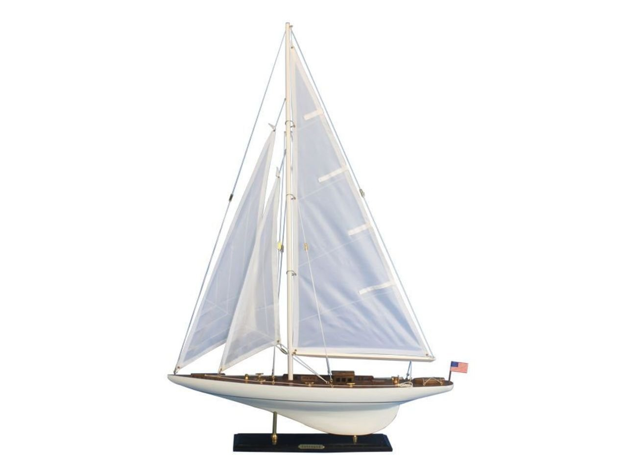 Wooden Intrepid Model Sailboat Decoration - 35 in.
