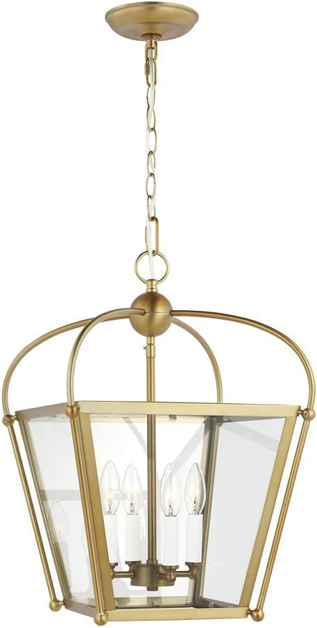 Charleston Small 4-Light Satin Brass Shaded Pendant Light