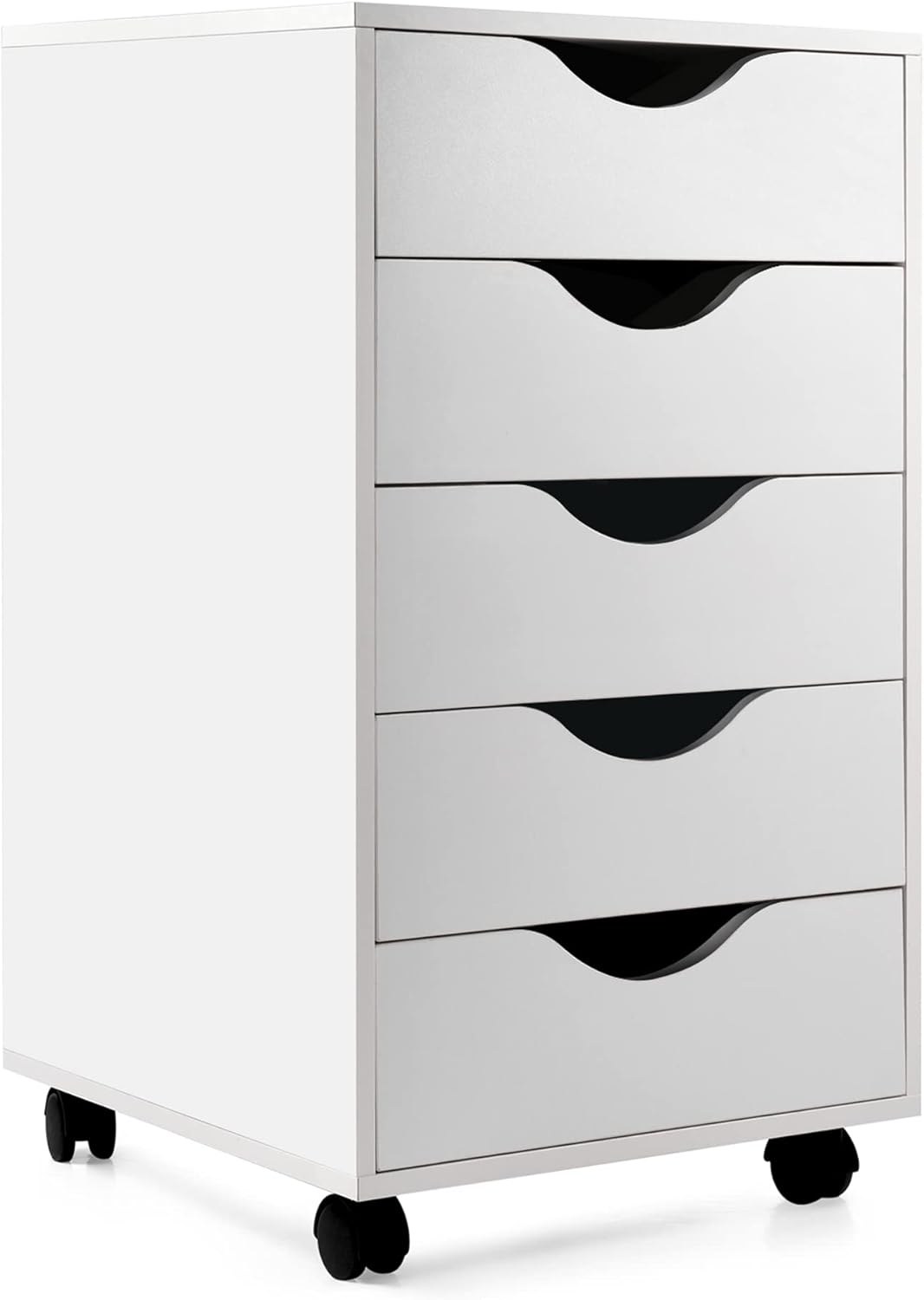 EDGEWOOD 5 Drawer Vertical File Cabinet Filing Storage Wood Organizer Dresser Chest Under Desk, 16" D x 16" W x 26" H, White