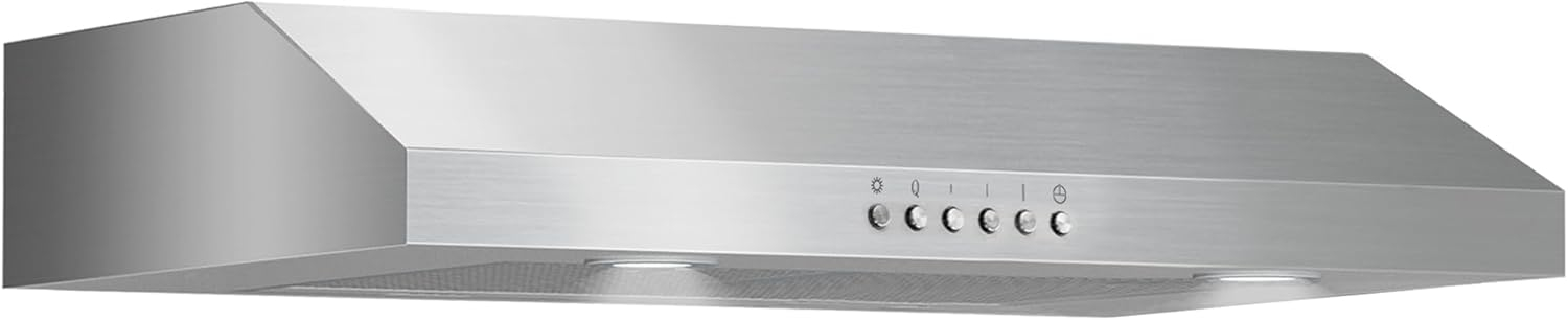 ONEEON 24 inch Under Cabinet Range Hood, Slim Kitchen Hood with 4 Speed Exhaust Fan, 2 Washable Reusable Filters, LED Lights, Stainless Steel