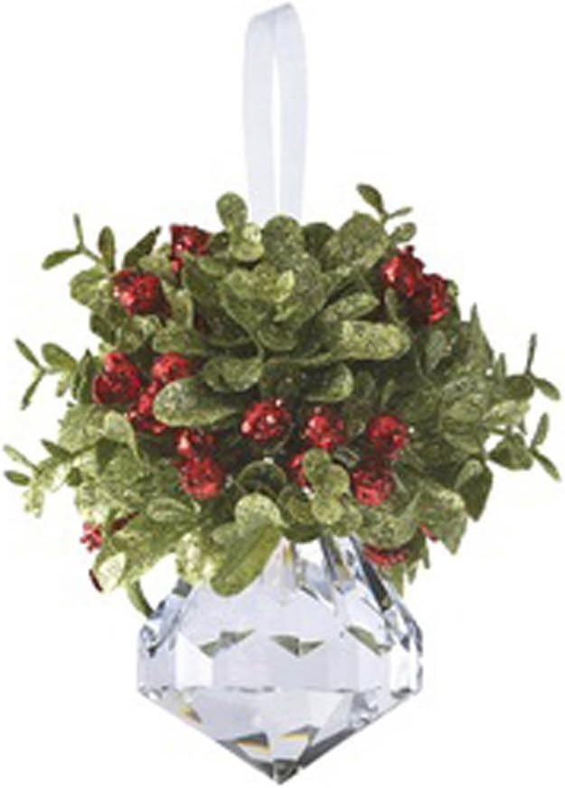 Ganz Kissing Krystal Acrylic Christmas Mistletoe Ornament with Hanger