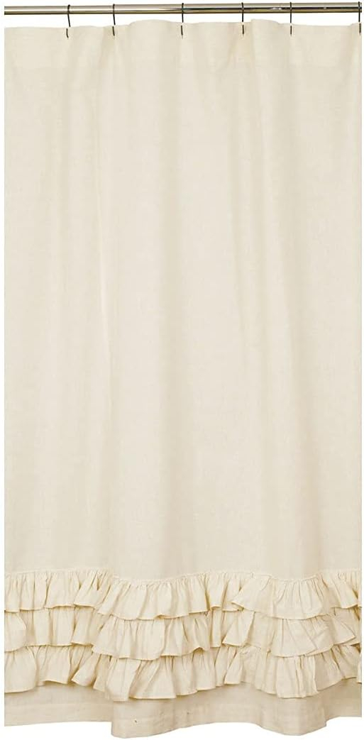 Flax Ruffled Shower Curtain By the Country House Collection, 72" X 72"