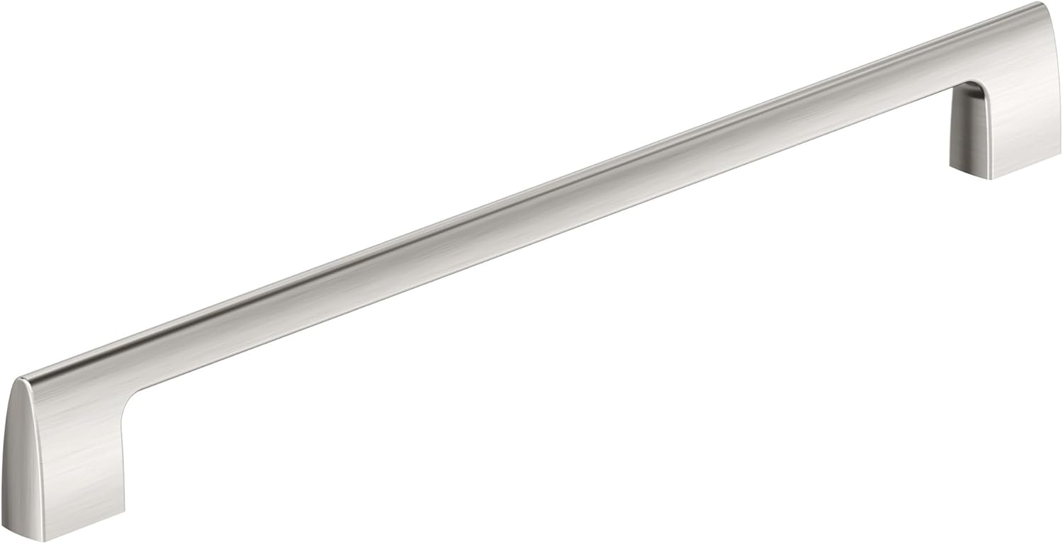 Amerock Riva 12-5/8 inch (320mm) Center-to-Center Satin Nickel Cabinet Pull