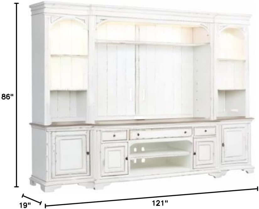 Magnolia Manor White Entertainment Center with Piers