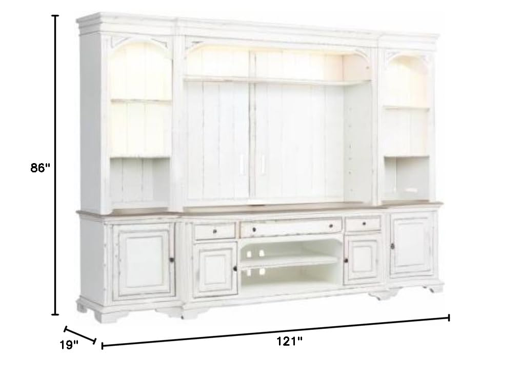 Magnolia Manor White Entertainment Center with Piers