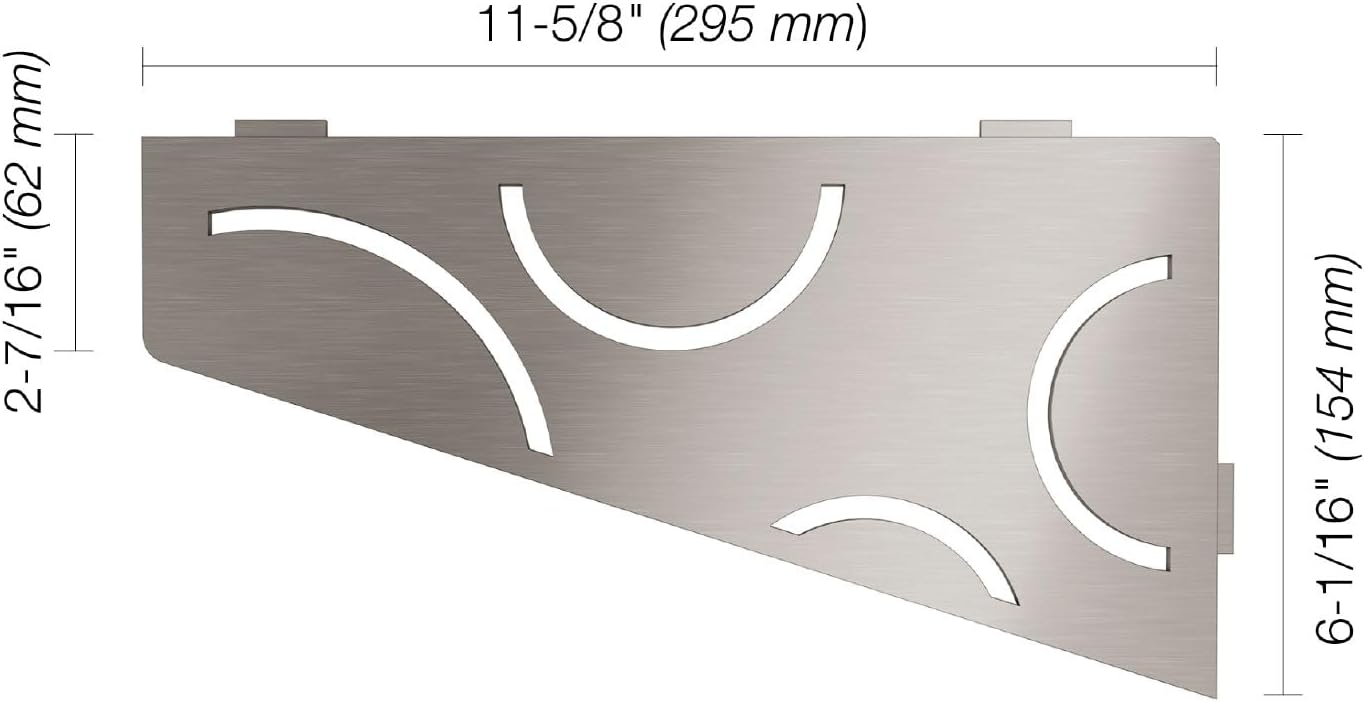 Systems Quadrilat Corner Shelf-E - Curve Design - Brushed Stainless Steel (SES3D6EB) - Kerdi-Line Shower Acessory