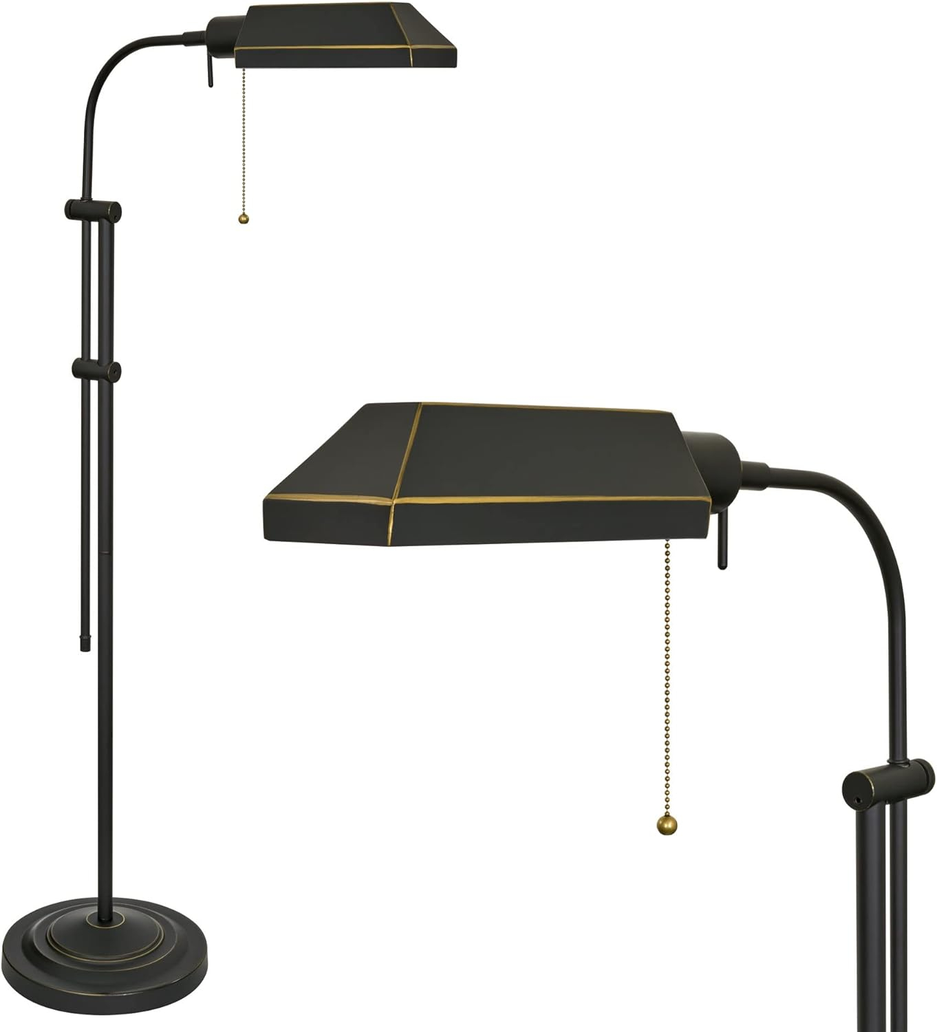 GOURE Prescott 58" Modern Industrial Adjustable Standing Pharmacy Floor Lamp, Dark Bronze Finish, Includes 6W LED Bulb (60W eq.) Energy Efficient, Eco-Friendly, Pivot Head for Hobby/Precise Task