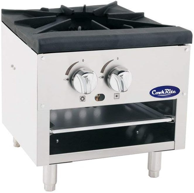 Stainless Steel Countertop Single Stock Pot Stove with Knob Controls