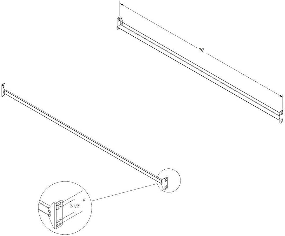 Black Matte 76" Steel Bolt-On Bed Rails for Twin and Full Size Beds