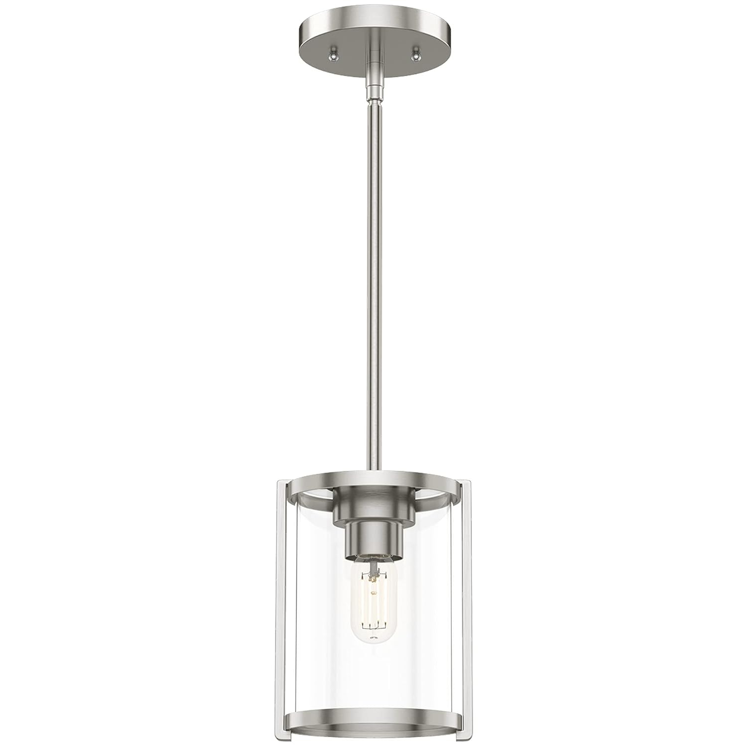 Astwood Clear Glass Mini Pendant Ceiling Light Fixture Silver - Hunter Fan: UL Listed, Adjustable Height