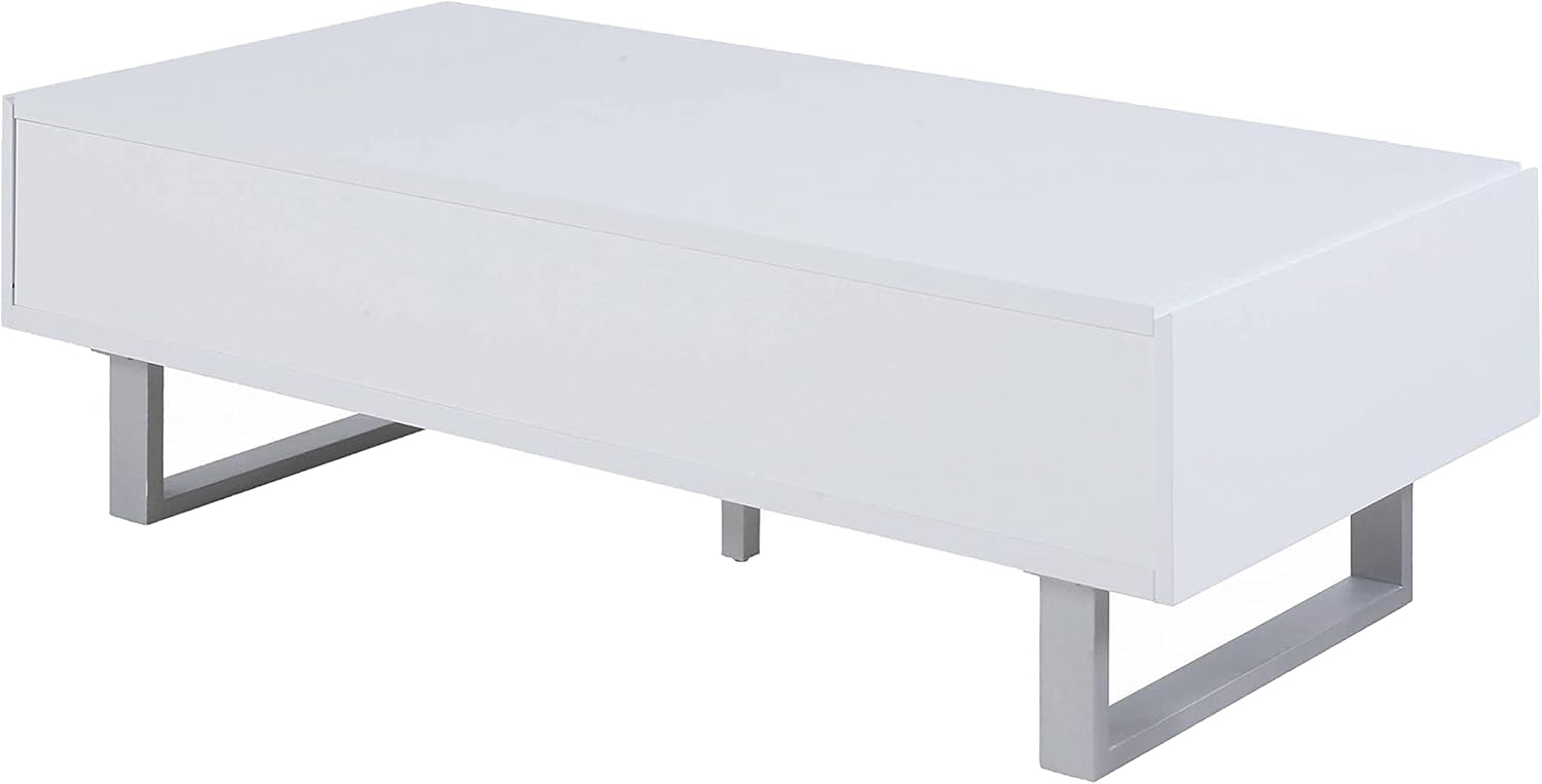 Coaster Contemporary Wood 2-Drawer Rectangular Coffee Table in White