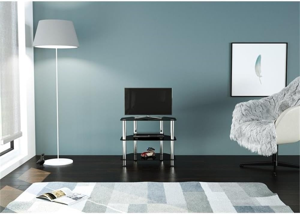 AVF Classic SDC600-A - Stand - corner - for TV / AV System - stainless steel, tempered glass - black glass, chrome effect - screen size: 12"-32" - floor-standing