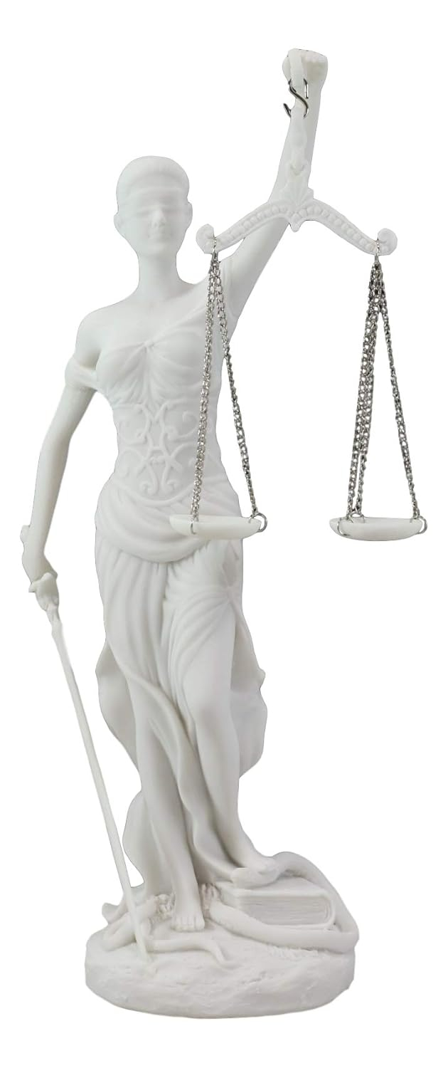 Hand Painted White Resin Lady Justice Statue for Home Office