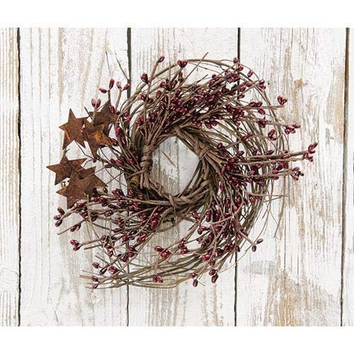 CWI Gifts Pip and Twig with Rusty Star Wreath, 10-Inch, Burgundy