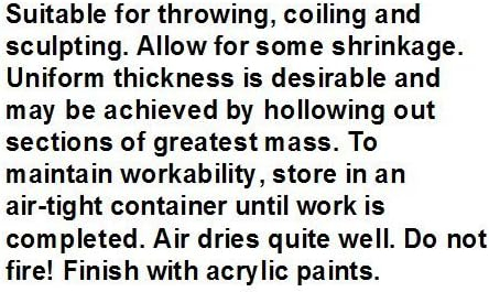 Laguna Brand Self Hardening Modeling Clay | Dries Over Night | Toxic Free | Non-Fire Self Hardening Air Dry Clay (5lb, White)
