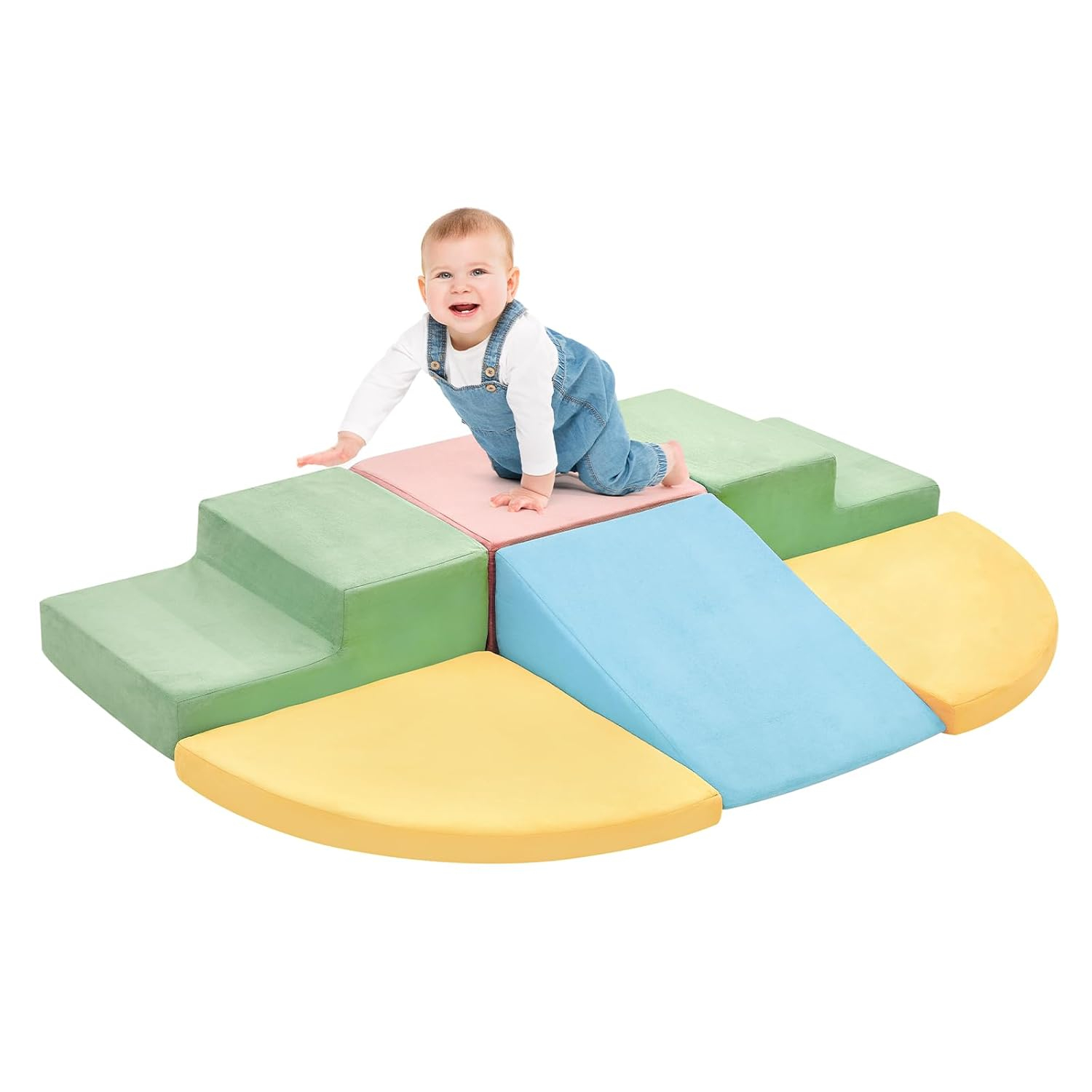 6 Pieces Climbing Toys for Toddlers, Climb & Crawl Soft Foam Block Activity Play Set, Foam Play Gym Climbing Blocks, Toddler Climbing Toys Indoor, Soft Foam Blocks for Kids Crawling and Sliding
