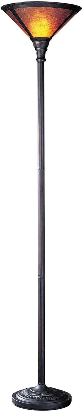 Cal Lighting BO-469 One Light Torchiere-9.5 Inches Wide by 23.5 Inches High   Torchiere Lamp - Antique Bronze - Mica Shade