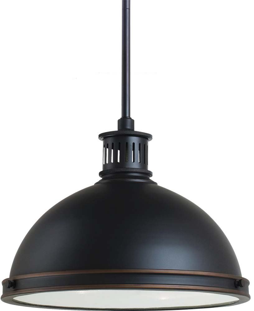 Autumn Bronze Industrial Pendant Light with Clear Glass Shade