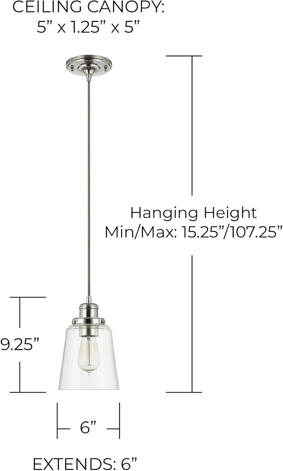 Polished Nickel Mini Pendant with Clear Glass Bowl Shade