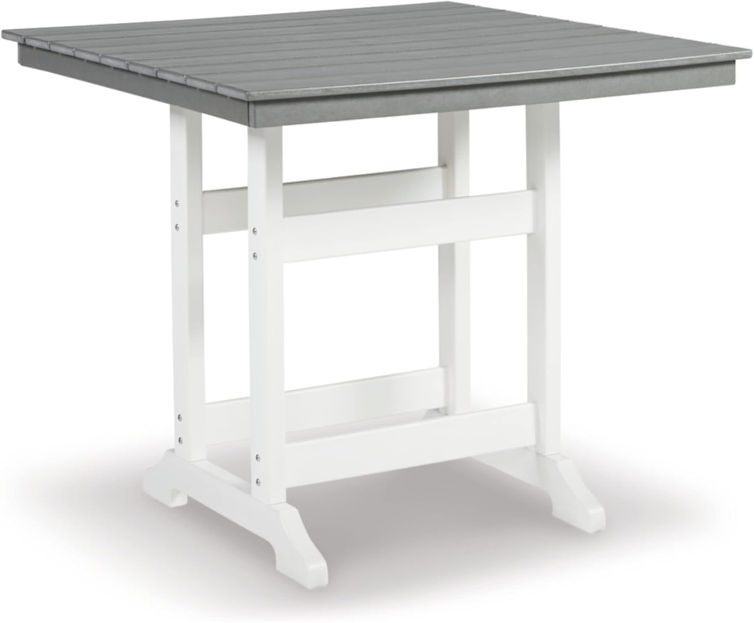 Signature Design by Ashley Outdoor Transville HDPE Patio Counter Table with Umbrella Option, Gray