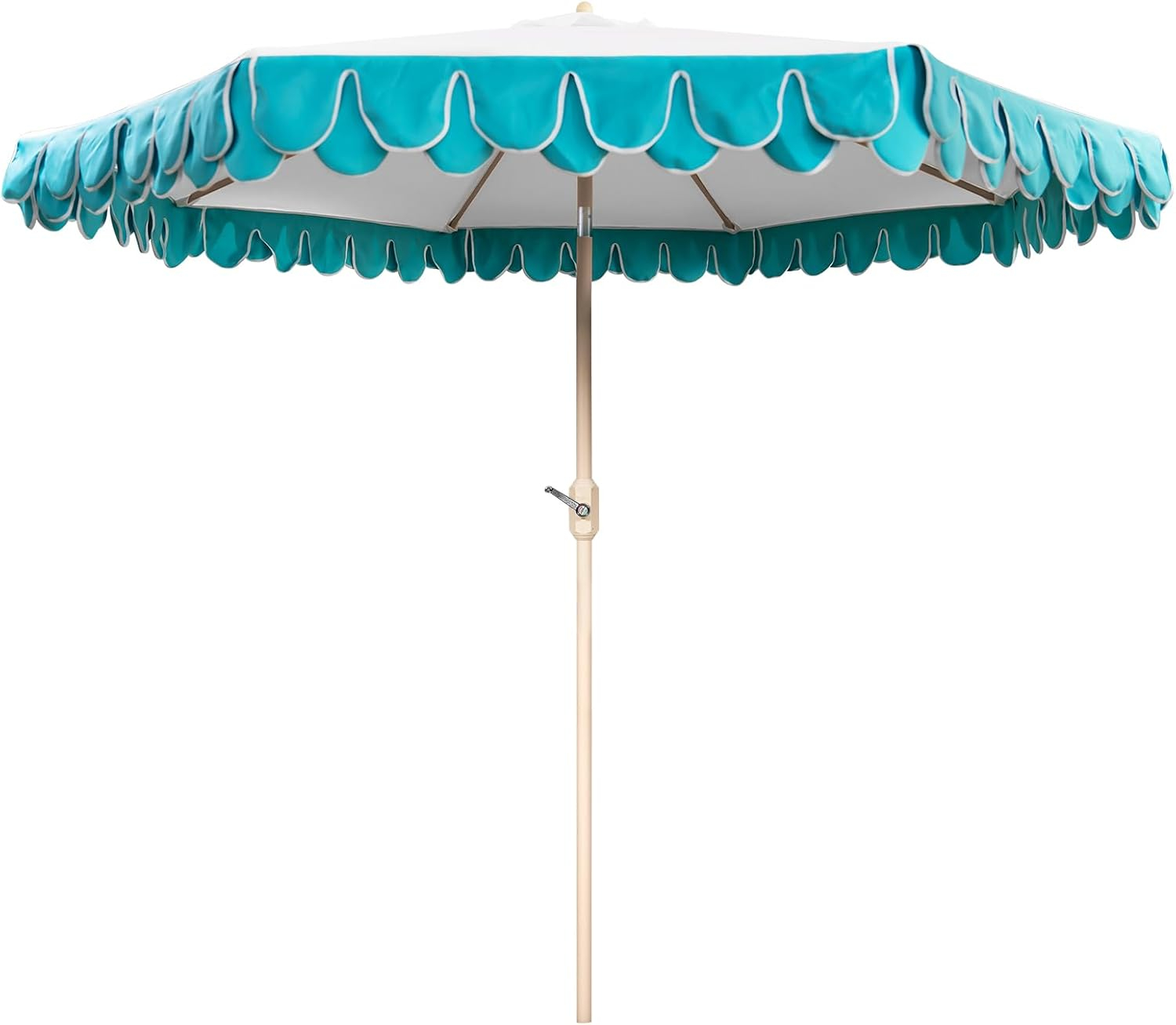 9Ft Elegant Valance Patio Umbrella, Outdoor Umbrellas for Patio with Auto-Tilt and Crank Systerm, Table Umbrella for Outdoors, Poolside,Beach, Backyard