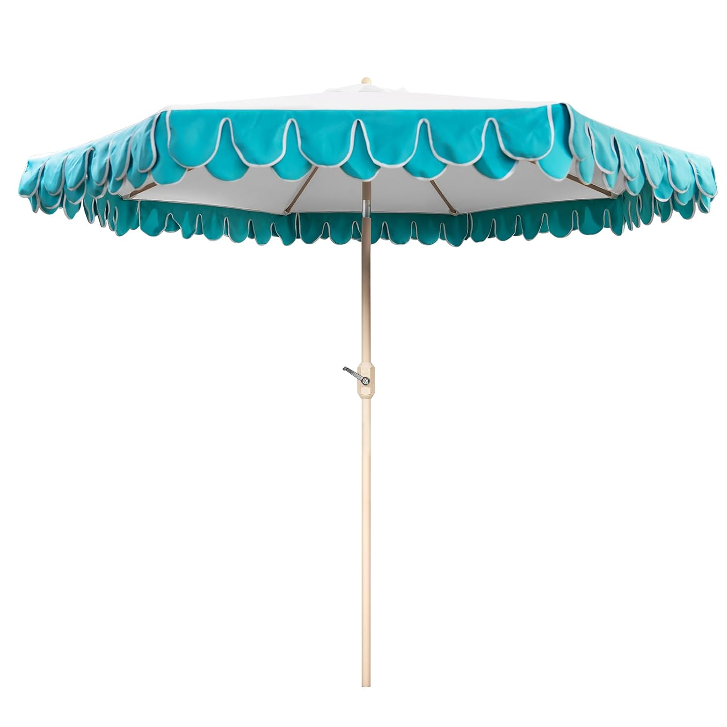 9Ft Elegant Valance Patio Umbrella, Outdoor Umbrellas for Patio with Auto-Tilt and Crank Systerm, Table Umbrella for Outdoors, Poolside,Beach, Backyard