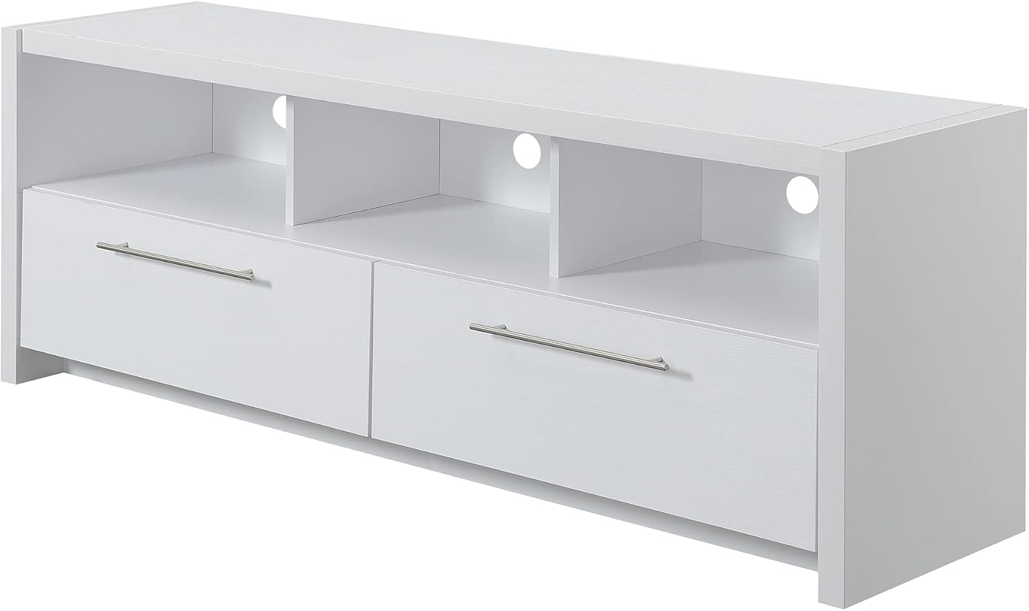 Convenience Concepts Newport Marbella 60 inch TV Stand with Cabinets and Shelves, White