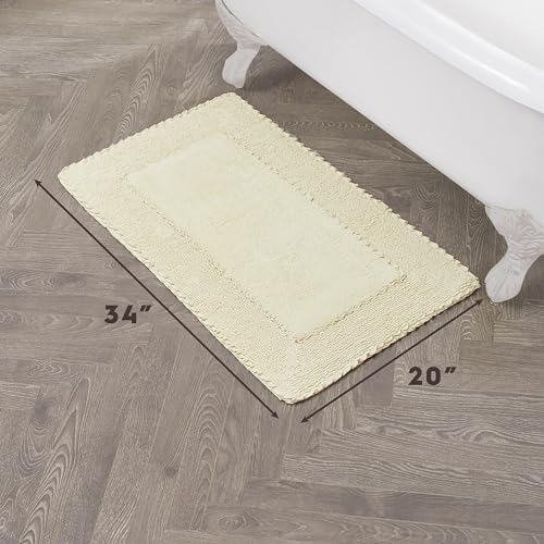Laura Ashley Off-White Cotton Ruffle Border Bath Rug 20" x 34"