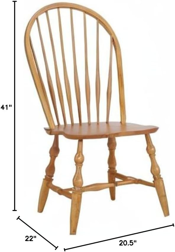 Sunset Trading Oak Selections 18" Wood Windsor Dining Chair in Oak (Set of 2)