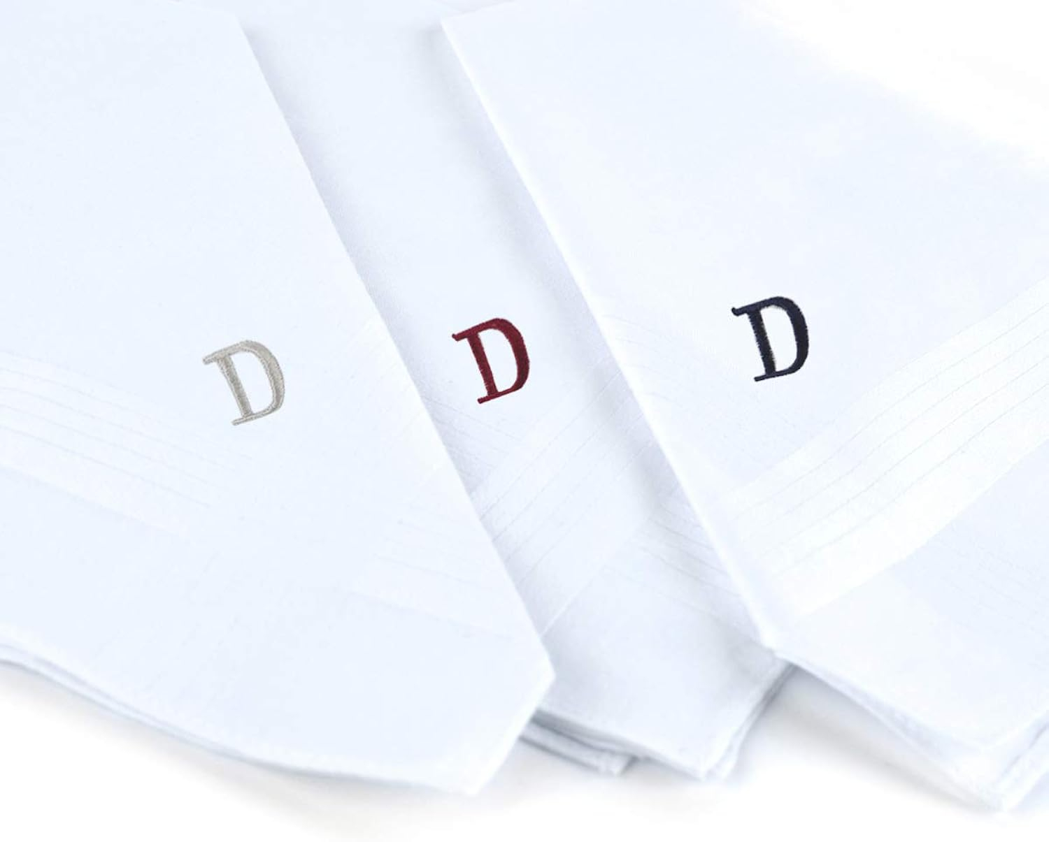 White Cotton Monogrammed Handkerchief Set for Men