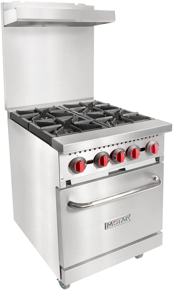 MoTak 24" Stainless Steel Commercial Gas Range with Standard Oven